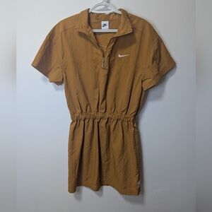 Nike Swoosh Woven Dress In Desert Ochre
